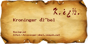 Kroninger Ábel névjegykártya
